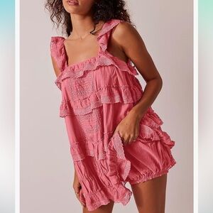 Boho Coral Mini Dress Romper size Medium!